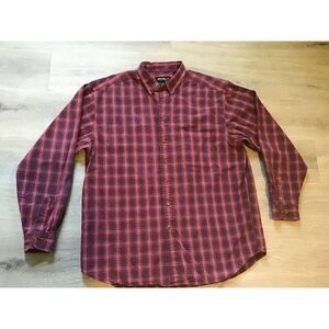 Eddie Bauer Shirt Mens Extra Large Tall Red Plaid Long Sleeve Button‎ Up Pockets